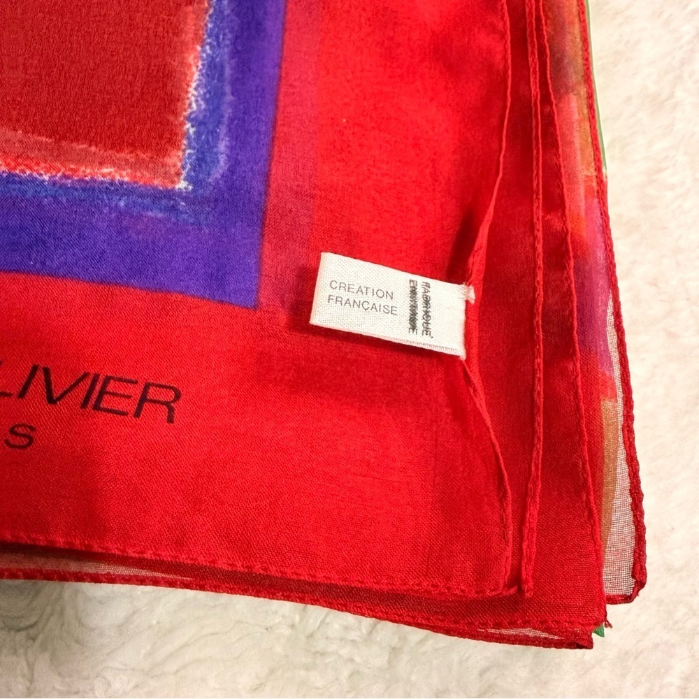 Pier Olivier Paris Red and Purple Scarf Vintage - Picture 5 of 5